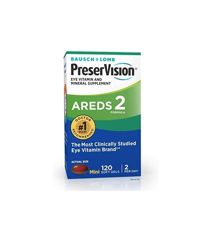PreserVision AREDS 2 Suplemento de vitaminas e minerais para os olhos, contém luteína, vitamina C, zeaxantina, zinco e vitamina