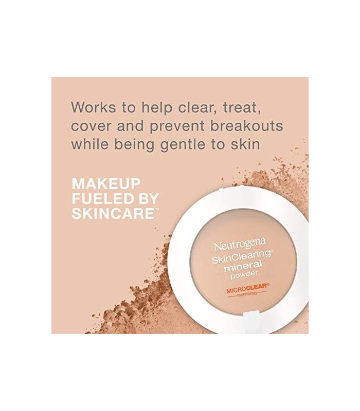 Neutrogena SkinClearing Mineral Acne-Concealing Compact Powder Compact, Shine-Free & Oil-Absorbing Makeup with Salicylic Acid to