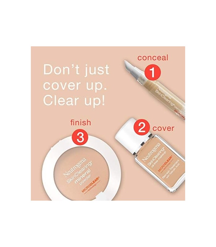 Neutrogena SkinClearing Mineral Acne-Concealing Compact Powder Compact, Shine-Free & Oil-Absorbing Makeup with Salicylic Acid to