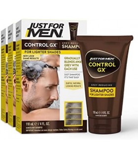 Apenas para homens Controle GX Shampoo redutor de cinza para tons de cabelo, loiro a castanho médio, cor de cabelo gradual, 4 fl