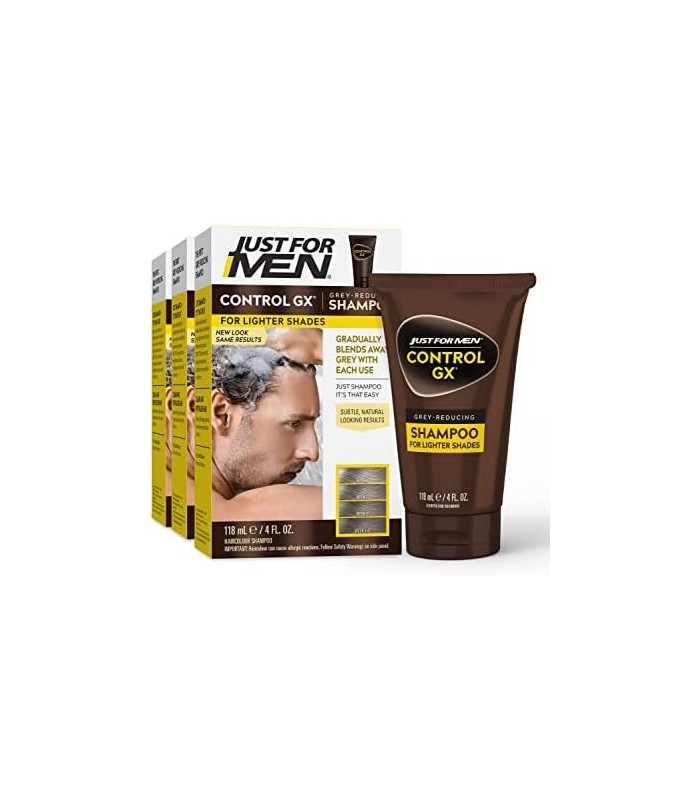 Apenas para homens Controle GX Shampoo redutor de cinza para tons de cabelo, loiro a castanho médio, cor de cabelo gradual, 4 fl