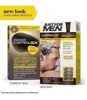 Apenas para homens Controle GX Shampoo redutor de cinza para tons de cabelo, loiro a castanho médio, cor de cabelo gradual, 4 fl