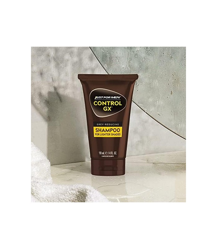 Apenas para homens Controle GX Shampoo redutor de cinza para tons de cabelo, loiro a castanho médio, cor de cabelo gradual, 4 fl