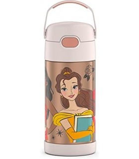 THERMOS FUNTAINER 12 onças de aço inoxidável isolado a vácuo garrafa de palha infantil, princesa