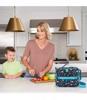 Bentgo® Kids Prints Lunch Bag - Isolamento duplo, durável, tecido resistente à água com bolsos internos e externos com zíper e s