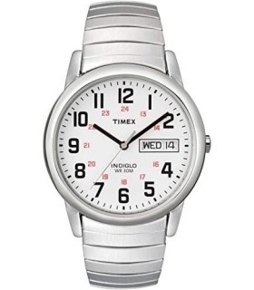 Relógio Timex Easy Reader 35 mm Day-Date ' caixa em tom de prata, mostrador branco com faixa de expansão em tom de prata
