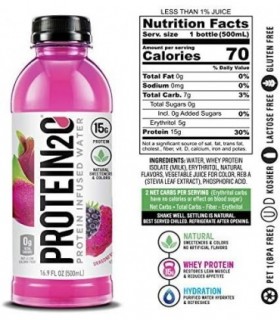 Protein2o 15g Whey Protein Infused Water, Dragon Fruit Blackberry, 16,9 oz Botte (Pacote com 12)