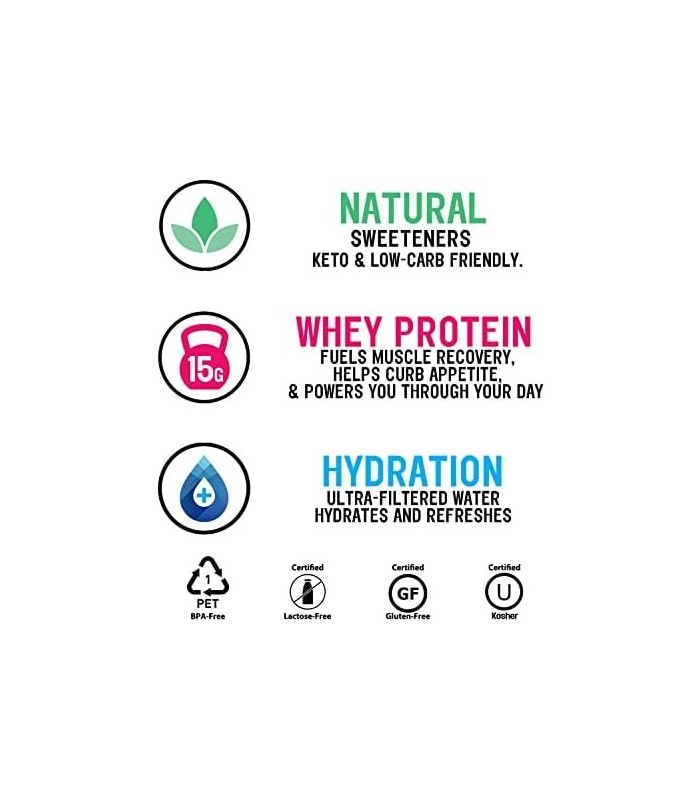 Protein2o 15g Whey Protein Infused Water, Dragon Fruit Blackberry, 16,9 oz Botte (Pacote com 12)