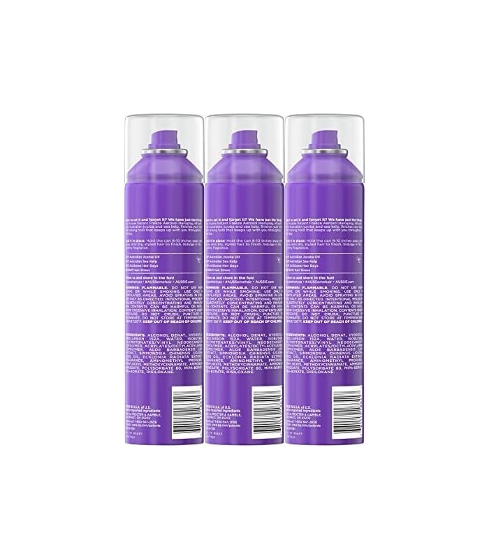 Aussie Instant Freeze Hairspray com Jojoba & Sea Kelp, fixação forte, 10,0 oz, pacote triplo