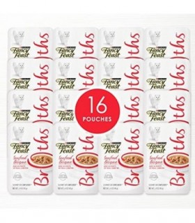 Fancy Feast Purina Grain Free Cat Food Complementos, caldos de frutos do mar bisque e toques de lagosta real - (16) 1,4 oz. bols