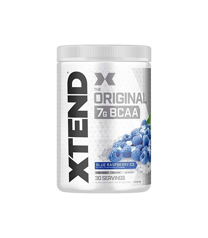 XTEND BCAA Powder Blue Raspberry Ice - Bebida de recuperação muscular pós-treino sem açúcar com aminoácidos - 7g BCAAs para home