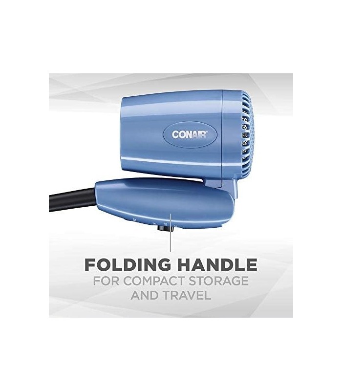 Secador de cabelo de viagem Conair com voltagem dupla, secador de cabelo compacto de 1600 W com cabo dobrável, secador de cabelo