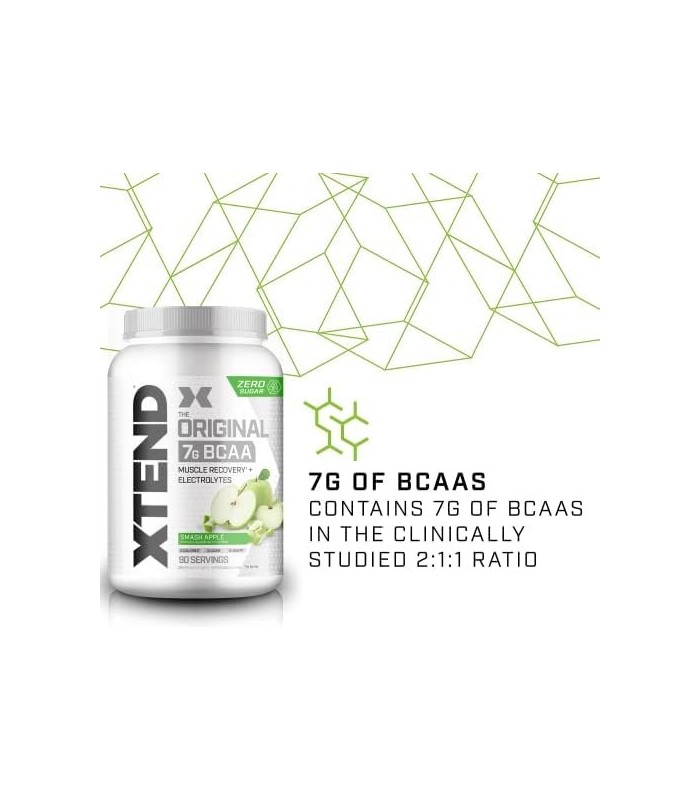 XTEND BCAA Powder Smash Apple | Bebida de Recuperação Muscular Pós-Treino Sem Açúcar com Aminoácidos | 7g BCAAs para homens e mu