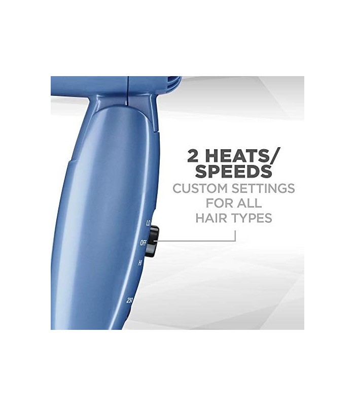 Secador de cabelo de viagem Conair com voltagem dupla, secador de cabelo compacto de 1600 W com cabo dobrável, secador de cabelo