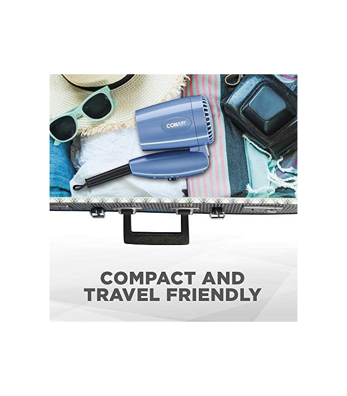 Secador de cabelo de viagem Conair com voltagem dupla, secador de cabelo compacto de 1600 W com cabo dobrável, secador de cabelo