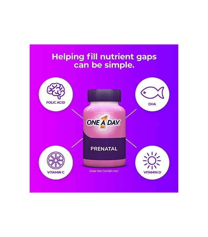 gomas multivitamínicas pré-natais femininas One A Day, incluindo vitamina A, vitamina C, vitamina D, B6, B12, ácido fólico e mai