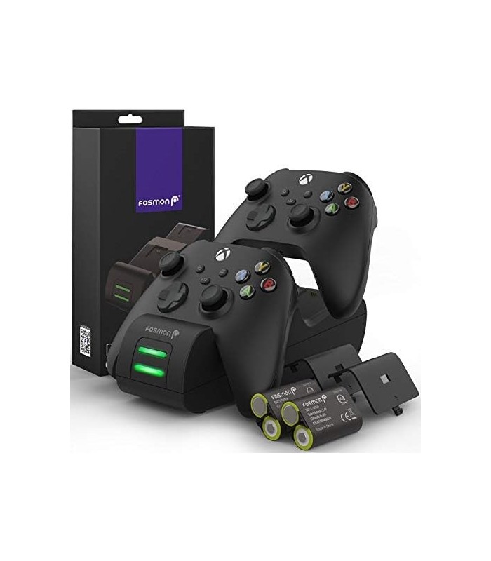 Carregador Fosmon Dual 2 MAX com pacote de bateria recarregável de 2x 2200mAh compatível com controladores Xbox Series Xbox S El