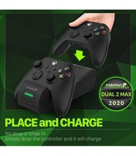Carregador Fosmon Dual 2 MAX com pacote de bateria recarregável de 2x 2200mAh compatível com controladores Xbox Series Xbox S El
