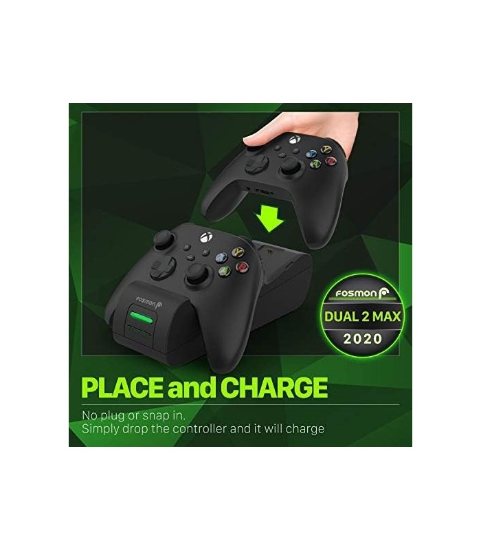 Carregador Fosmon Dual 2 MAX com pacote de bateria recarregável de 2x 2200mAh compatível com controladores Xbox Series Xbox S El