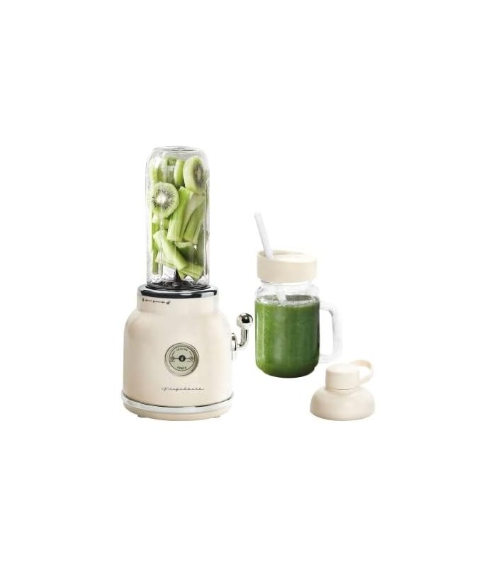 ESMM100-CREAM Retro Smoothie Maker Blender com Mason Jar, Perfeito para Shakes e Smoothies, 300 Watts, Creme