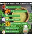 Moringa Oleifera 180 Cápsulas ' 100% Pó de Folha Pura ' Fornecimento de 3 meses ' Não OGM e Sem Glúten ' Suplemento Superaliment