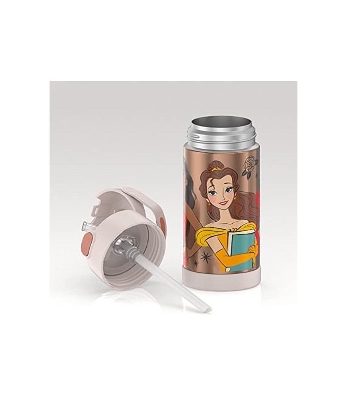 THERMOS FUNTAINER 12 onças de aço inoxidável isolado a vácuo garrafa de palha infantil, princesa