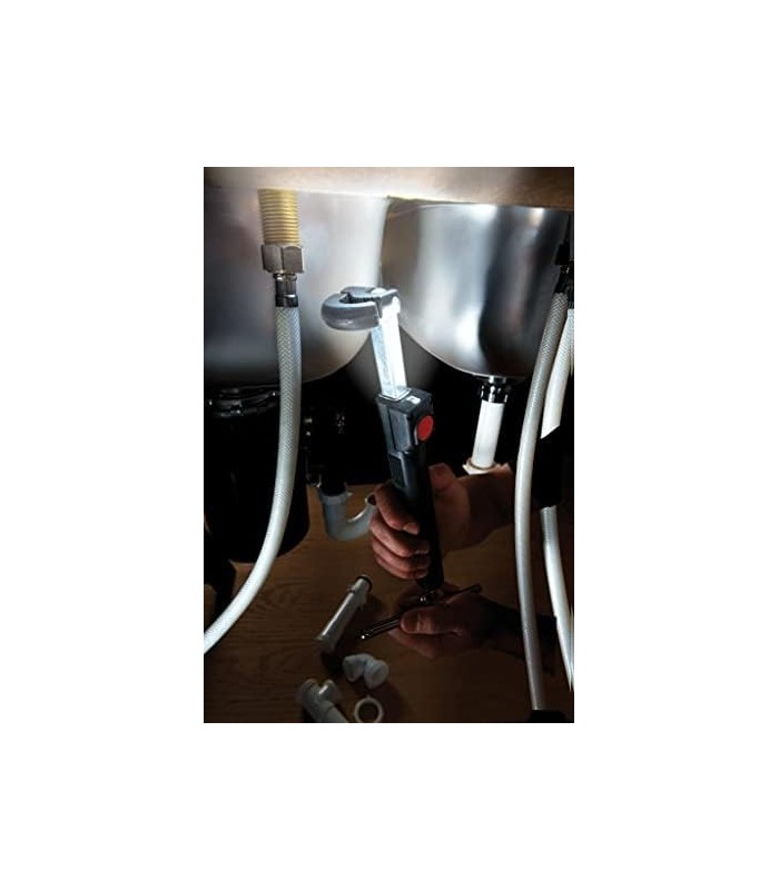 RIDGID 46753 Modelo 2017 Chave de bacia telescópica com LED Chave de bacia ajustável de 10 a 17 polegadas, preta