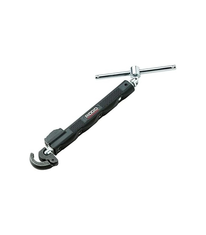 RIDGID 46753 Modelo 2017 Chave de bacia telescópica com LED Chave de bacia ajustável de 10 a 17 polegadas, preta