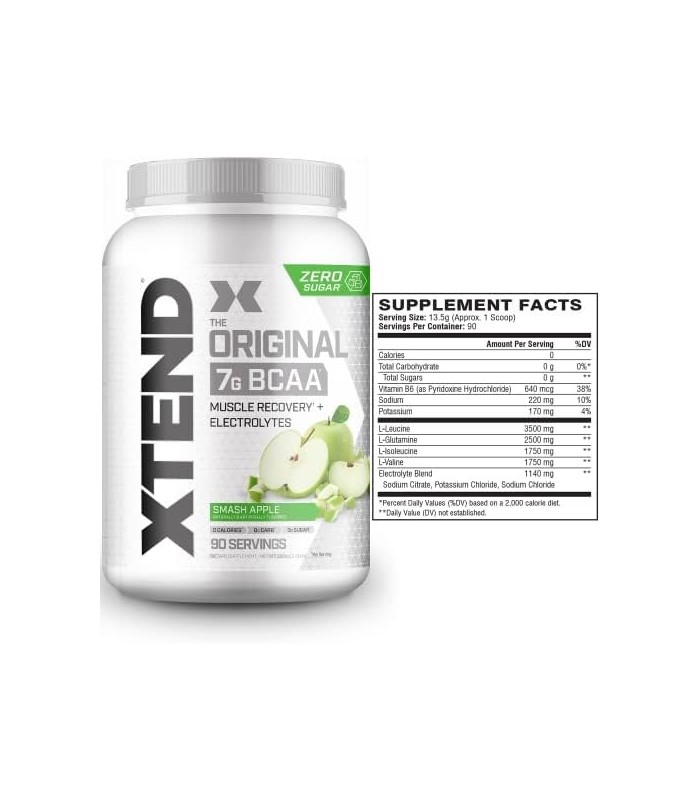 XTEND BCAA Powder Smash Apple | Bebida de Recuperação Muscular Pós-Treino Sem Açúcar com Aminoácidos | 7g BCAAs para homens e mu