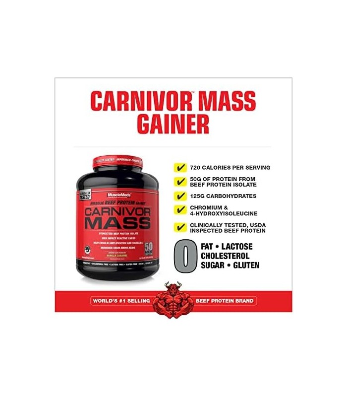 MuscleMeds Carnivor Mass Diet Supplement, Vanilla Caramel, 5,93 libras (002658)