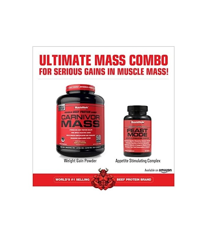MuscleMeds Carnivor Mass Diet Supplement, Vanilla Caramel, 5,93 libras (002658)