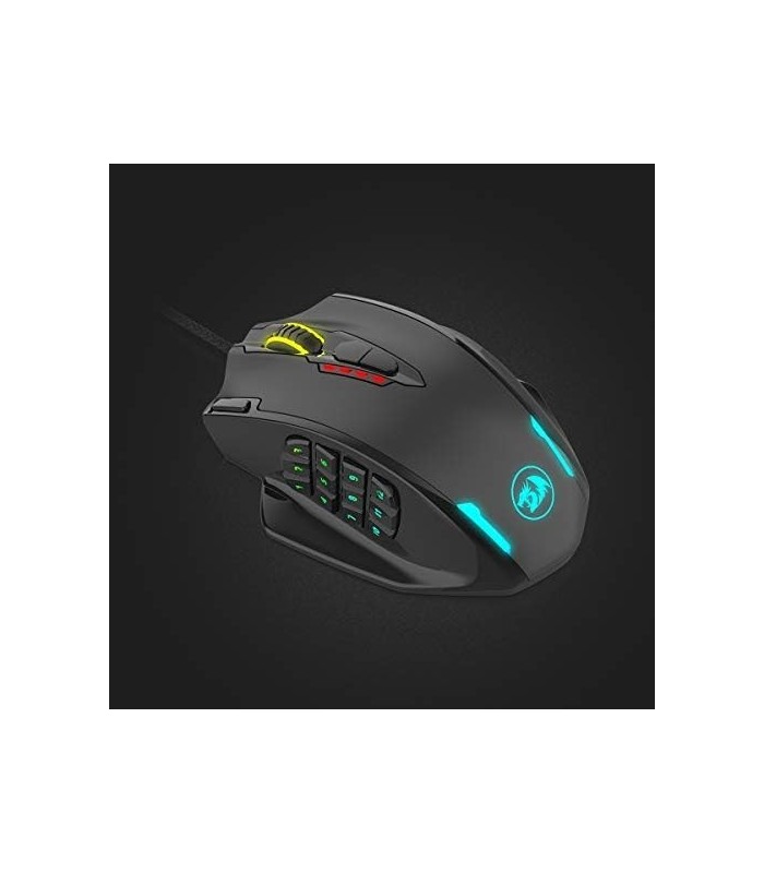 Mouse Redragon M908 Impact RGB LED MMO com botões laterais, mouse óptico com fio para jogos com 12.400 DPI, precisão, 20 botões