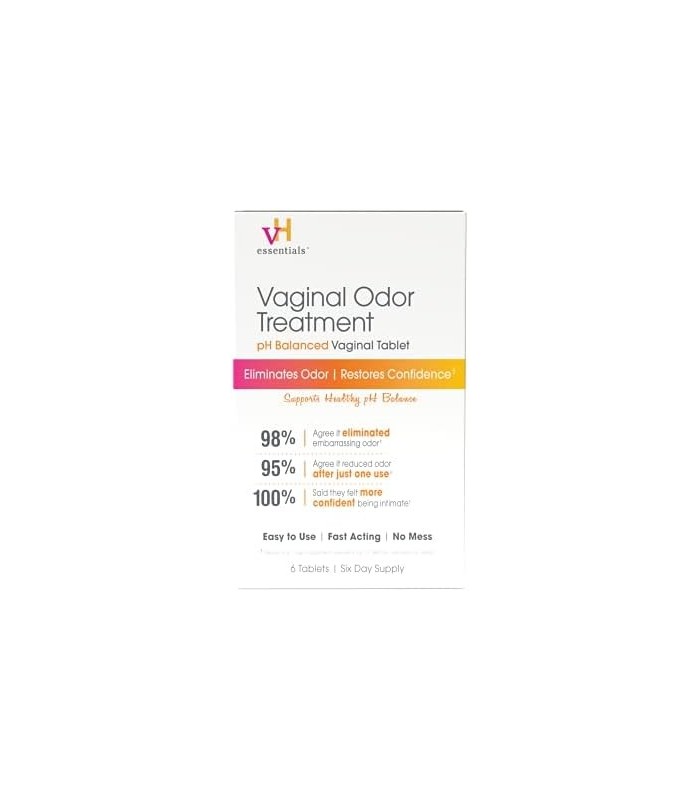 Tratamento de Odor Vaginal vH Essentials - Supositórios Vaginais com pH Balanceado - 6 Comprimidos Com Aplicador, Branco, (667-0