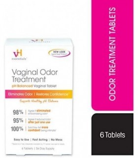 Tratamento de Odor Vaginal vH Essentials - Supositórios Vaginais com pH Balanceado - 6 Comprimidos Com Aplicador, Branco, (667-0