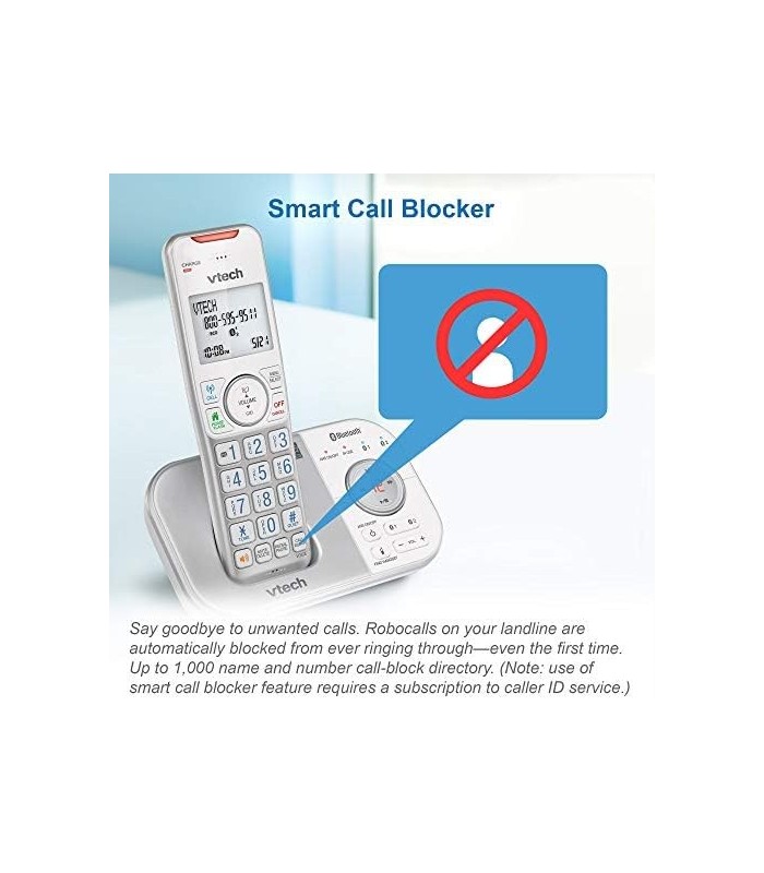 VTech VS112-17 DECT 6.0 Bluetooth Expansível Telefone Sem Fio para Casa com Secretária Eletrônica, Bloqueio de Chamadas, Identif