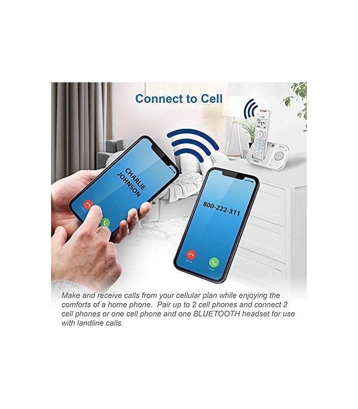 VTech VS112-17 DECT 6.0 Bluetooth Expansível Telefone Sem Fio para Casa com Secretária Eletrônica, Bloqueio de Chamadas, Identif