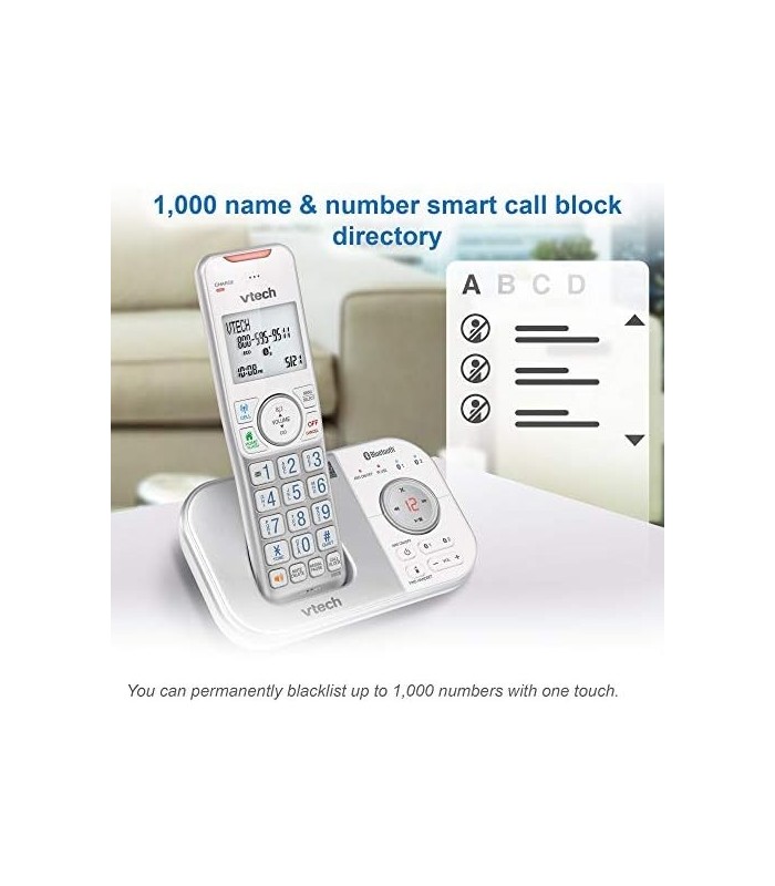 VTech VS112-17 DECT 6.0 Bluetooth Expansível Telefone Sem Fio para Casa com Secretária Eletrônica, Bloqueio de Chamadas, Identif