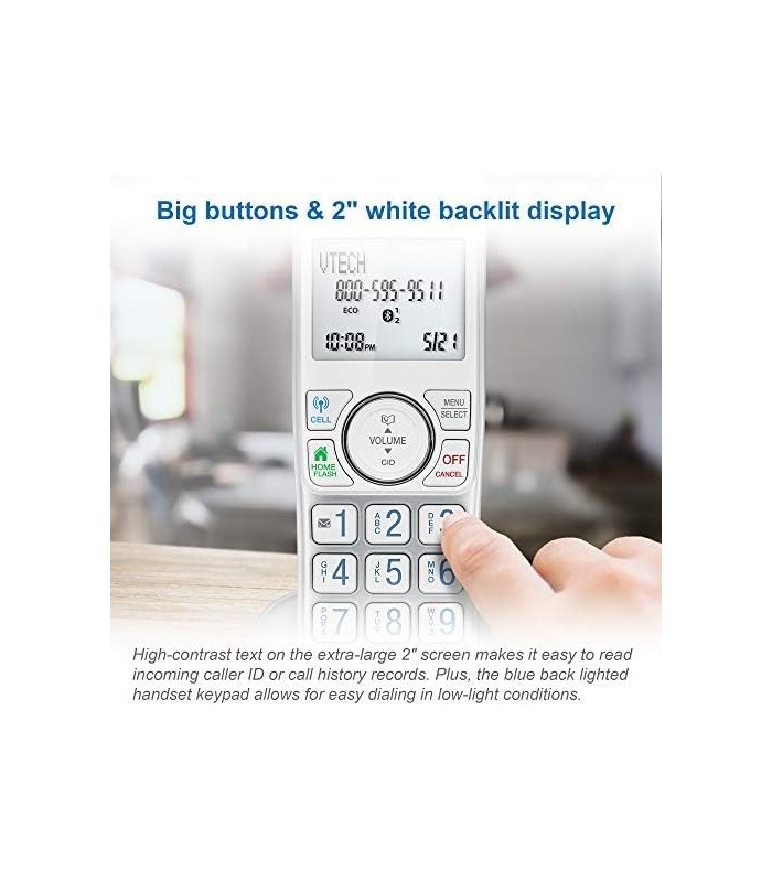 VTech VS112-17 DECT 6.0 Bluetooth Expansível Telefone Sem Fio para Casa com Secretária Eletrônica, Bloqueio de Chamadas, Identif