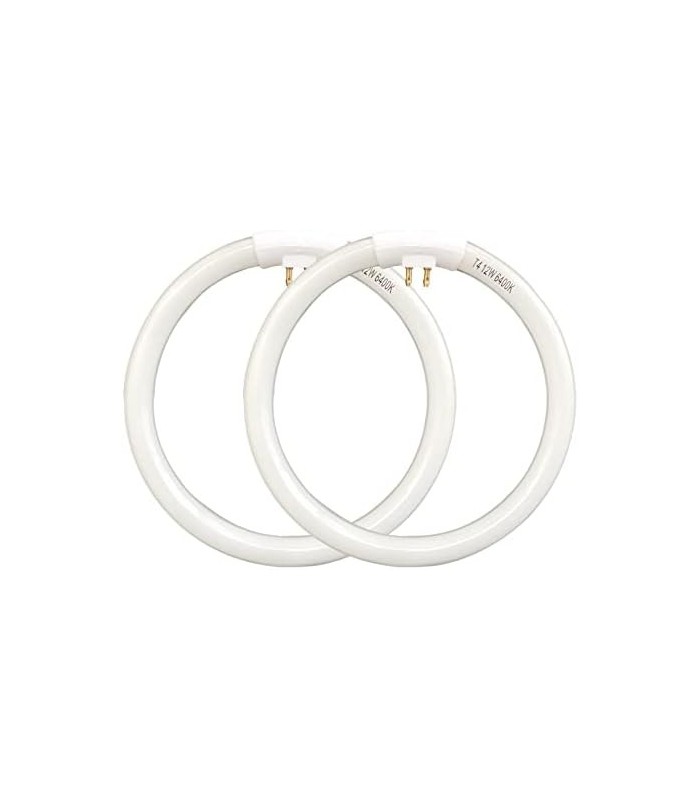 (Pacote com 2) OD de 5,5 polegadas, 4 pinos internos, substituição de lâmpada circular T4 12W 6400k para espelho de maquiagem Co