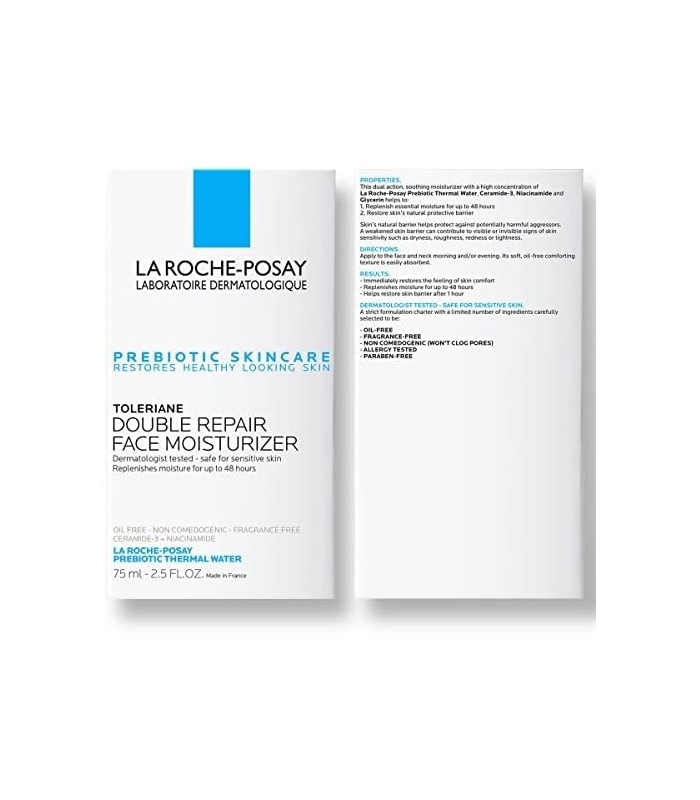 La Roche-Posay Toleriane Hidratante Facial Reparação Dupla, Creme Facial Hidratante Diário com Ceramida e Niacinamida para Todos
