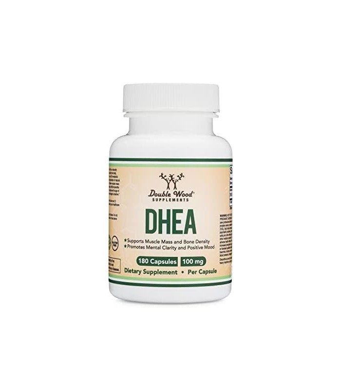 Suplementos duplos de madeira DHEA 100 mg ' 180 cápsulas - Testado por terceiros, fabricado nos EUA (Força máxima, Fornecimento