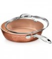 Coleção de cobre martelado de aço Gotham ' frigideira antiaderente de 10" com tampa, utensílios de cozinha premium, composição d