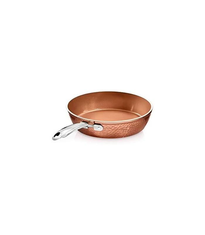Coleção de cobre martelado de aço Gotham ' frigideira antiaderente de 10" com tampa, utensílios de cozinha premium, composição d