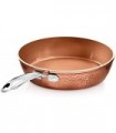 Coleção de cobre martelado de aço Gotham ' frigideira antiaderente de 10" com tampa, utensílios de cozinha premium, composição d