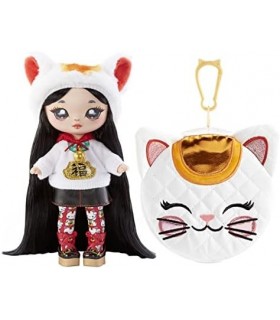 Na! N / D! N / D! Surprise Glam Series 2 Liling Luck ' Boneca da moda 7,5 inspirada em um gato sortudo com cabelo preto e bolsa