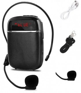 Amplificador de voz Bluetooth portátil, mini alto-falante recarregável com fio com microfone, adequado para professores, guias t