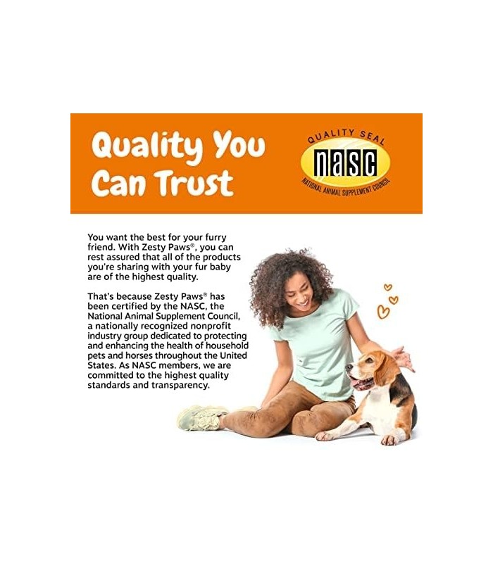 Zesty Paws Glucosamina para cães - Suplemento de quadris e articulações para cães - com condroitina e MSM - Mobilidade natural a