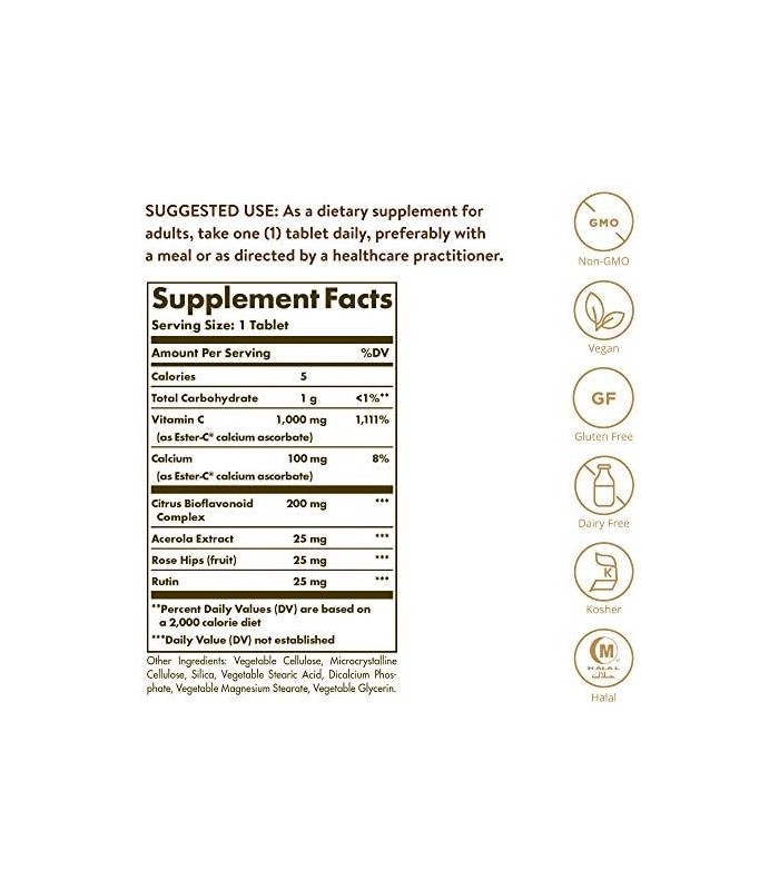 Solgar Ester-C Plus 1000 mg de vitamina C (complexo de ascorbato), 180 comprimidos - 2 embalagens - suave e não ácido - antioxid
