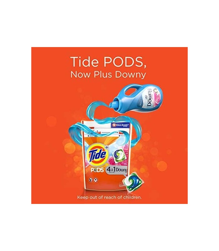 Tide PODS Plus Downy 4 em 1 HE Turbo sabão em pó, aroma fresco de abril, banheira de 61 contagens - a embalagem pode variar