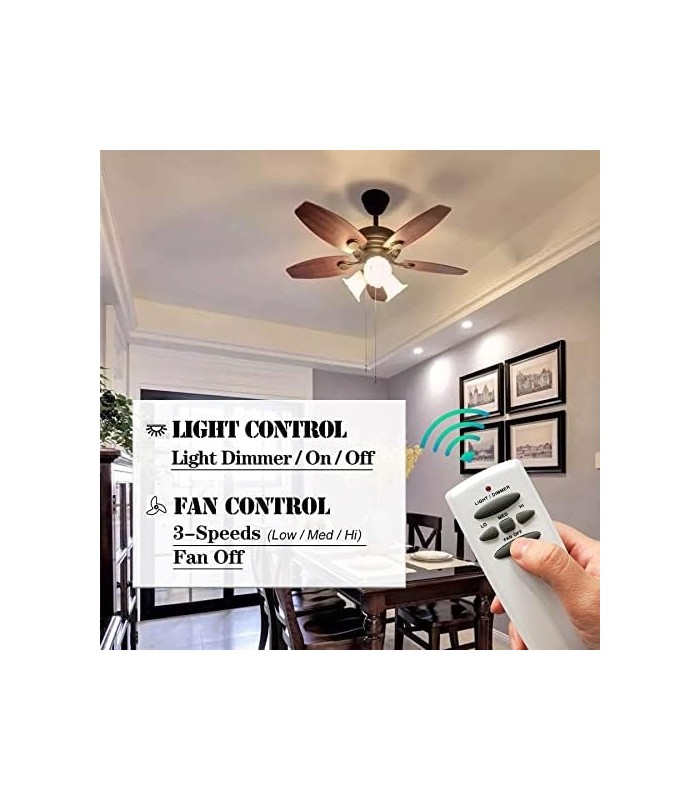 Kit de receptor e controle remoto de ventilador de teto universal, substituição de Hunter, Hampton Bay, Harbor Breeze, 3 velocid